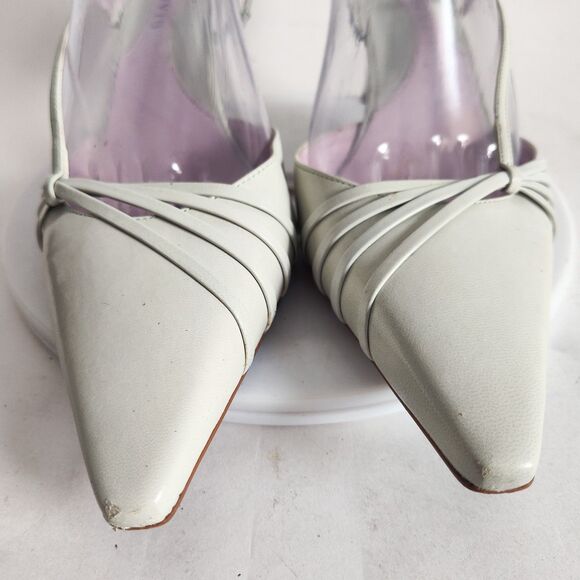 Gianni Bini Heels Size 9 Y2K 90s Mint Green Leather Pointy Square Toe Slingback - Picture 8 of 13